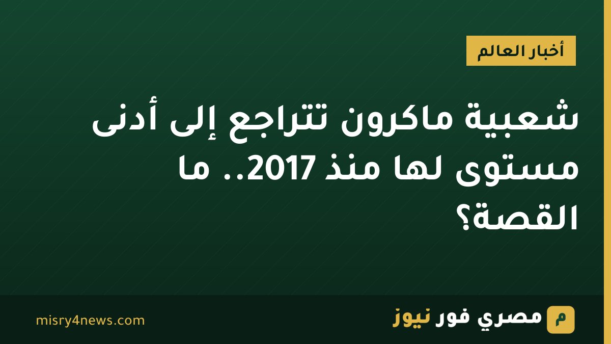 شعبية ماكرون تتراجع إلى أدنى مستوى لها منذ 2017.. ما القصة؟