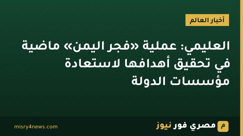 العليمي: عملية «فجر اليمن» ماضية في تحقيق أهدافها لاستعادة مؤسسات الدولة