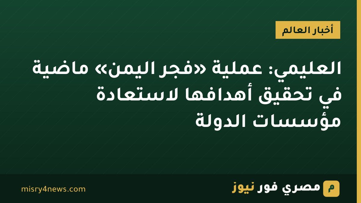 العليمي: عملية «فجر اليمن» ماضية في تحقيق أهدافها لاستعادة مؤسسات الدولة